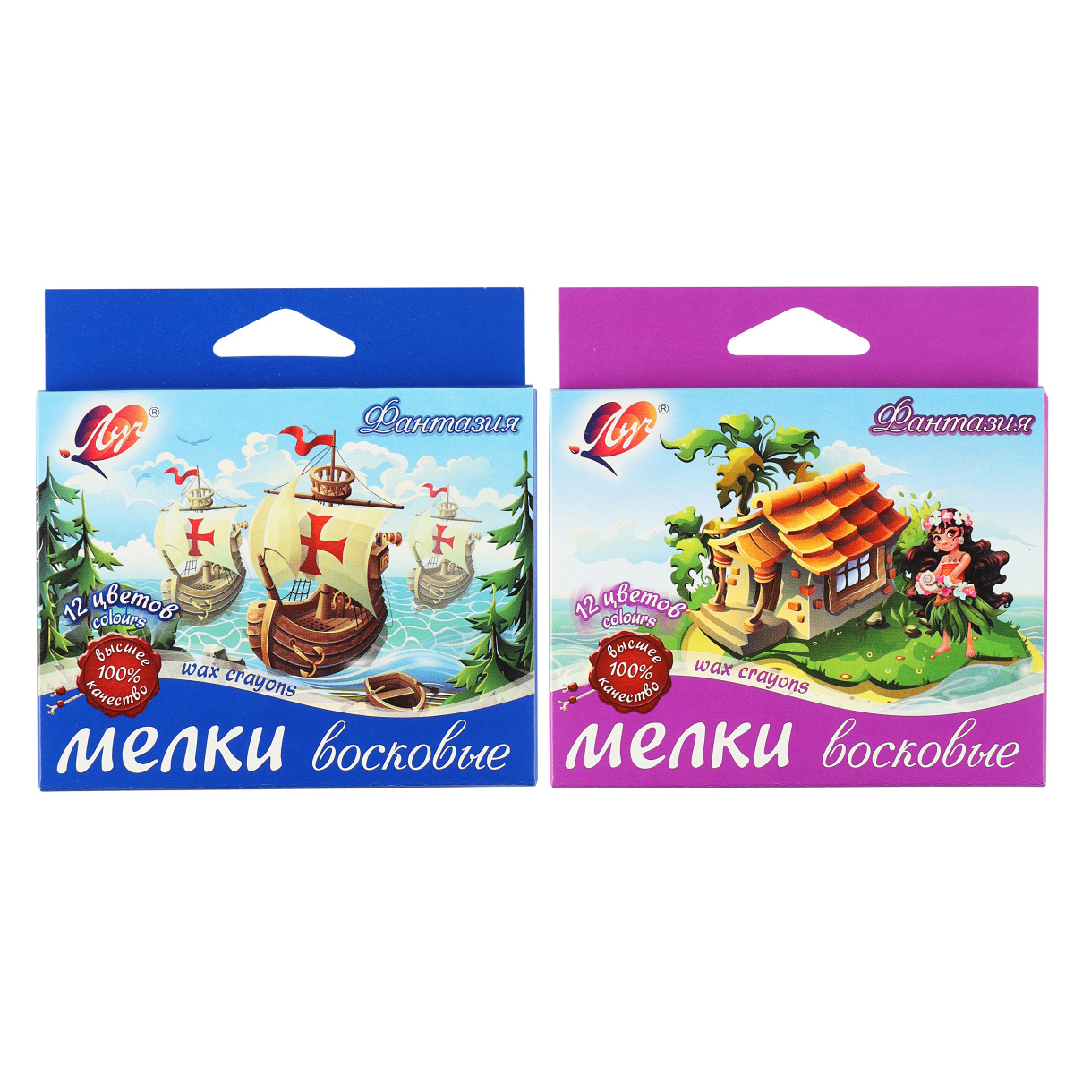 Карандаши восковые масляные ЛУЧ “Фантазия” 12цв.